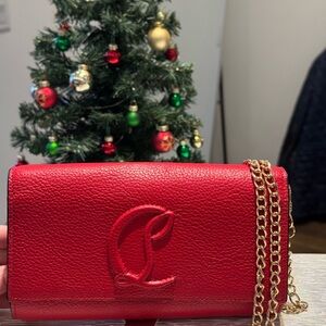 Christian Louboutin Red Crossbody Bag with Gold Chain